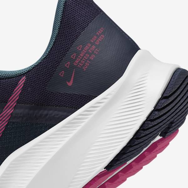 Nike Quest 4 Road Ženske Tenisice Za Trčanje Plave Sive Zelene Bijele Roze | NK381ZDH