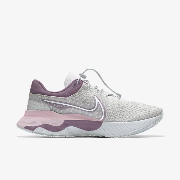 Nike React Infinity Run 3 By You Custom Road Ženske Tenisice Za Trčanje Sive Platine Sive | NK453OBM