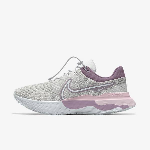 Nike React Infinity Run 3 By You Custom Road Ženske Tenisice Za Trčanje Sive Platine Sive | NK453OBM