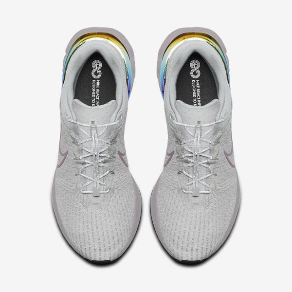 Nike React Infinity Run 3 By You Custom Road Muške Tenisice Za Trčanje Sive Platine Sive | NK716SQT