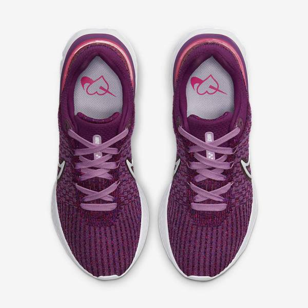 Nike React Infinity Run Flyknit 3 Road Ženske Tenisice Za Trčanje Svijetlo Bordo Roze Bijele | NK298PMR