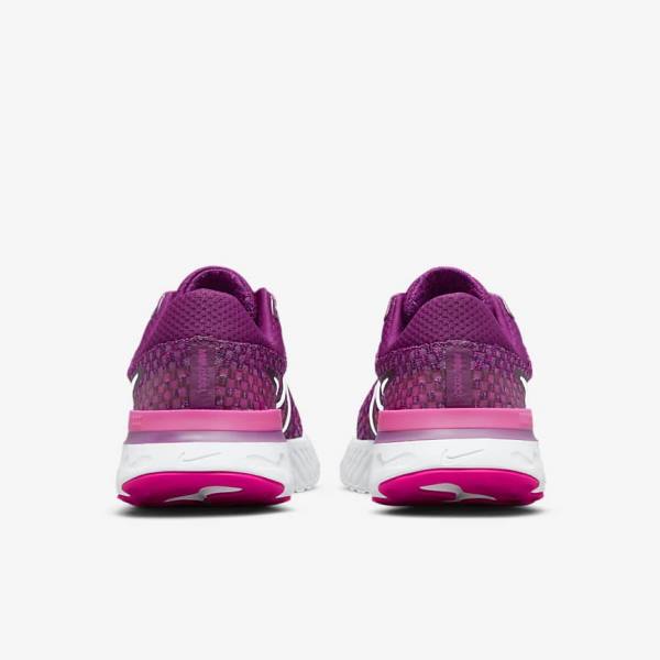 Nike React Infinity Run Flyknit 3 Road Ženske Tenisice Za Trčanje Svijetlo Bordo Roze Bijele | NK298PMR