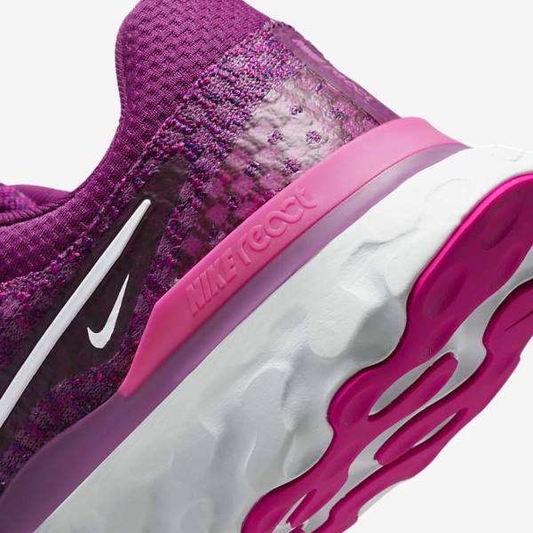 Nike React Infinity Run Flyknit 3 Road Ženske Tenisice Za Trčanje Svijetlo Bordo Roze Bijele | NK298PMR