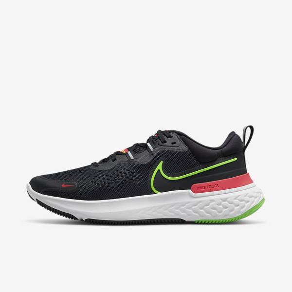 Nike React Miler 2 Road Muške Tenisice Za Trčanje Crne Crvene Bijele Zelene | NK432HPY