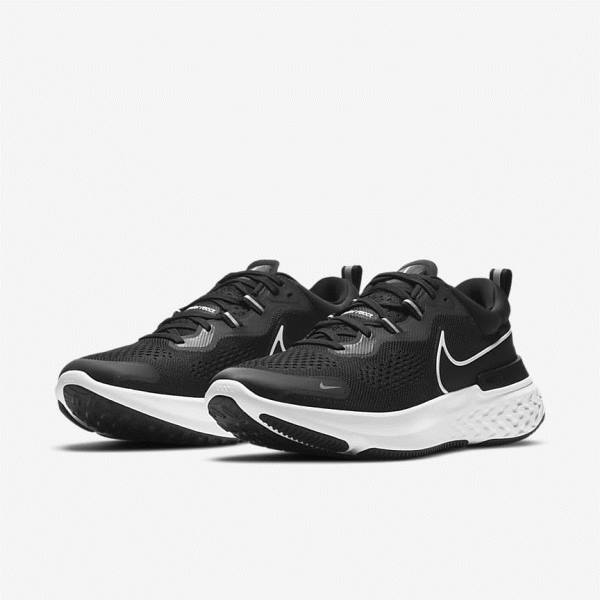 Nike React Miler 2 Road Muške Tenisice Za Trčanje Crne Sive Bijele | NK807KGB