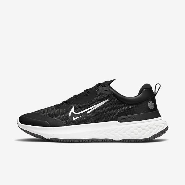 Nike React Miler 2 Shield Weatherised Road Muške Tenisice Za Trčanje Crne Svijetlo Sive Platine | NK149TKF