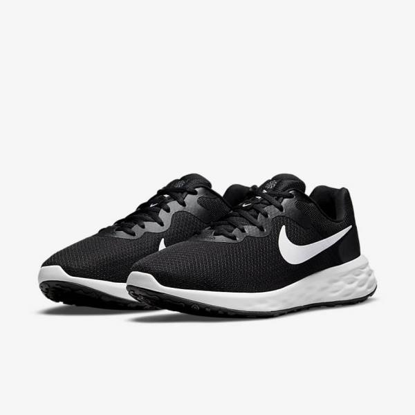 Nike Revolution 6 (Extra Wide) Muške Tenisice Za Trčanje Crne Sive Bijele | NK786AHM