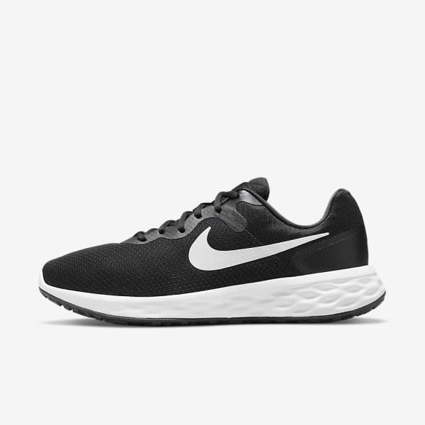 Nike Revolution 6 (Extra Wide) Muške Tenisice Za Trčanje Crne Sive Bijele | NK786AHM