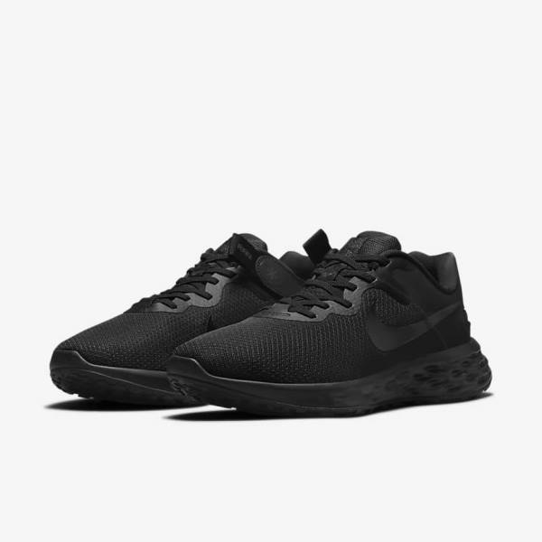 Nike Revolution 6 FlyEase Next Nature Easy-On-And-Off Road (Extra Wide) Muške Tenisice Za Trčanje Crne Tamno Sive | NK416NYA