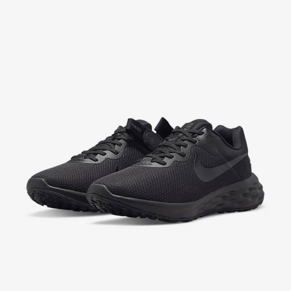 Nike Revolution 6 FlyEase Next Nature Easy On-Off Road Muške Tenisice Za Trčanje Crne Tamno Sive | NK952MZH