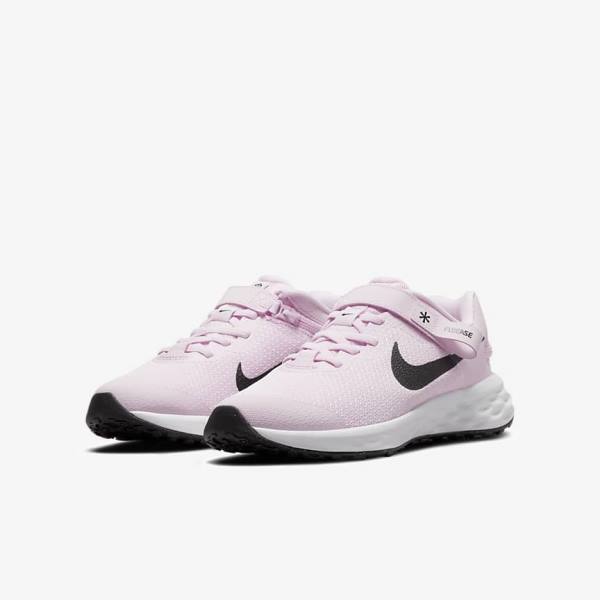 Nike Revolution 6 FlyEase Older Easy On-Off Road Dječje Tenisice Za Trčanje Roze Crne | NK783QCF