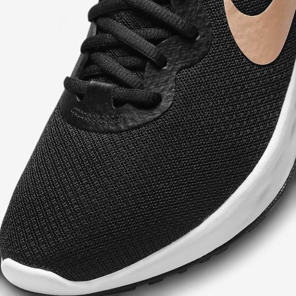 Nike Revolution 6 Next Nature Road Ženske Tenisice Za Trčanje Crne Bijele Metalne Bakrene | NK174ZJU