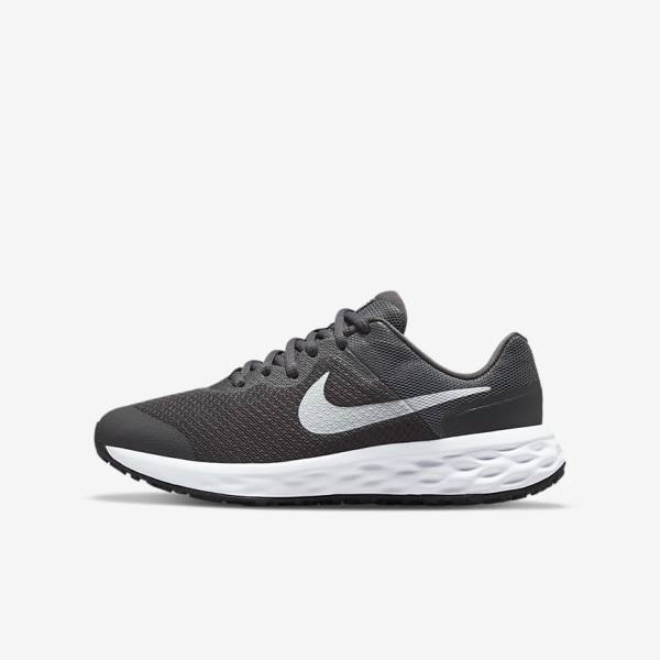 Nike Revolution 6 Older Road Dječje Tenisice Za Trčanje Sive Bijele | NK890SPN