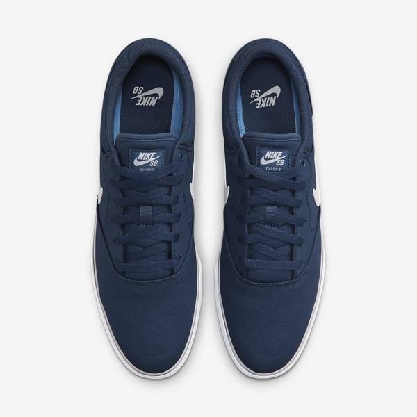 Nike SB Chron 2 Canvas Muške Skate Tenisice Tamnoplave Tamnoplave Crne Bijele | NK875ARZ