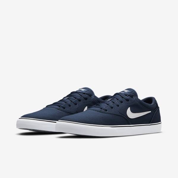 Nike SB Chron 2 Canvas Ženske Skate Tenisice Tamnoplave Tamnoplave Crne Bijele | NK603CBU