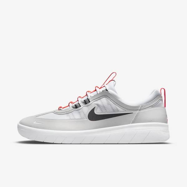 Nike SB Nyjah Free 2 Ženske Skate Tenisice Sive Bijele Svijetlo Crvene Crne | NK381IDW