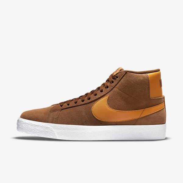 Nike SB Zoom Blazer Mid Muške Skate Tenisice Bijele Žute | NK358KVN