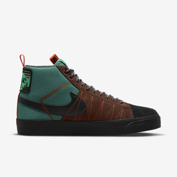 Nike SB Zoom Blazer Mid Premium Muške Skate Tenisice Zelene Bijele Narančaste Crne | NK813VFD