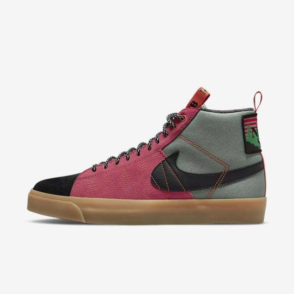 Nike SB Zoom Blazer Mid Premium Muške Skate Tenisice Bijele Smeđe Crne | NK957CIU