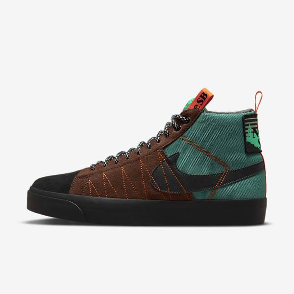 Nike SB Zoom Blazer Mid Premium Muške Tenisice Zelene Bijele Narančaste Crne | NK210LXZ