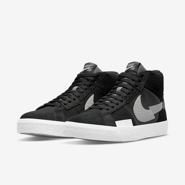 Nike SB Zoom Blazer Mid Premium Muške Tenisice Crne Sive Bijele | NK459VYM