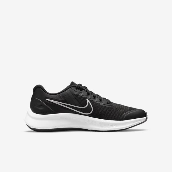 Nike Star Runner 3 Older Road Dječje Tenisice Za Trčanje Crne Tamno Sive | NK379XHN