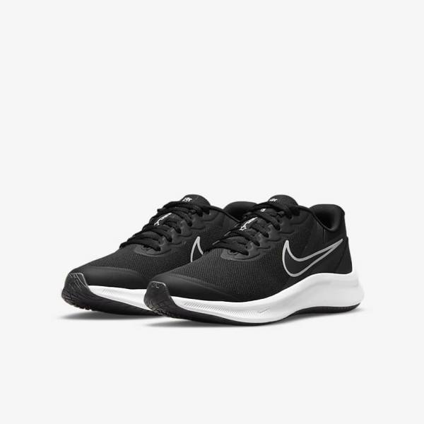 Nike Star Runner 3 Older Road Dječje Tenisice Za Trčanje Crne Tamno Sive | NK379XHN