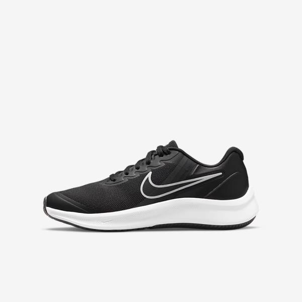 Nike Star Runner 3 Older Road Dječje Tenisice Za Trčanje Crne Tamno Sive | NK379XHN