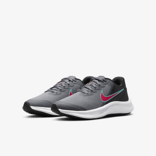 Nike Star Runner 3 Older Road Dječje Tenisice Za Trčanje Sive Crne Crvene | NK762DQH