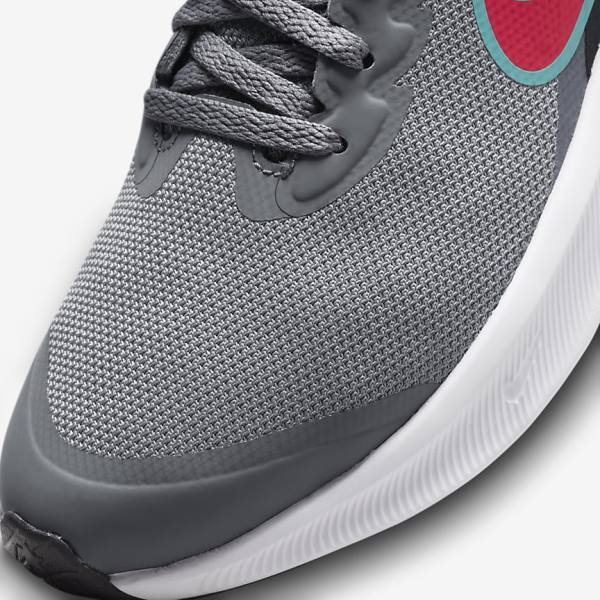 Nike Star Runner 3 Older Road Dječje Tenisice Za Trčanje Sive Crne Crvene | NK762DQH