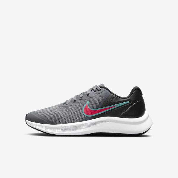 Nike Star Runner 3 Older Road Dječje Tenisice Za Trčanje Sive Crne Crvene | NK762DQH