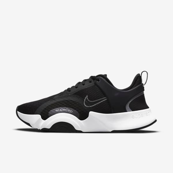 Nike SuperRep Go 2 Ženske Tenisice Za Trening Crne Bijele Metalne Tamno Sive | NK760HLC