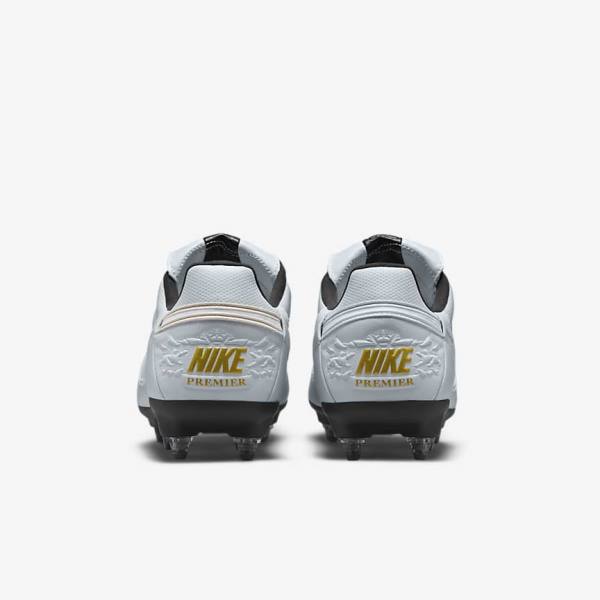 Nike The Premier 3 SG-PRO Anti-Clog Traction Soft-Ground Muške Tenisice Za Nogomet Platine Crne Metalne Zlatne Bijele | NK074IFZ