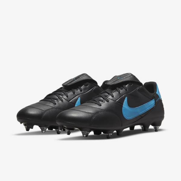 Nike The Premier 3 SG-PRO Anti-Clog Traction Soft-Ground Muške Tenisice Za Nogomet Crne Plave | NK702PYI