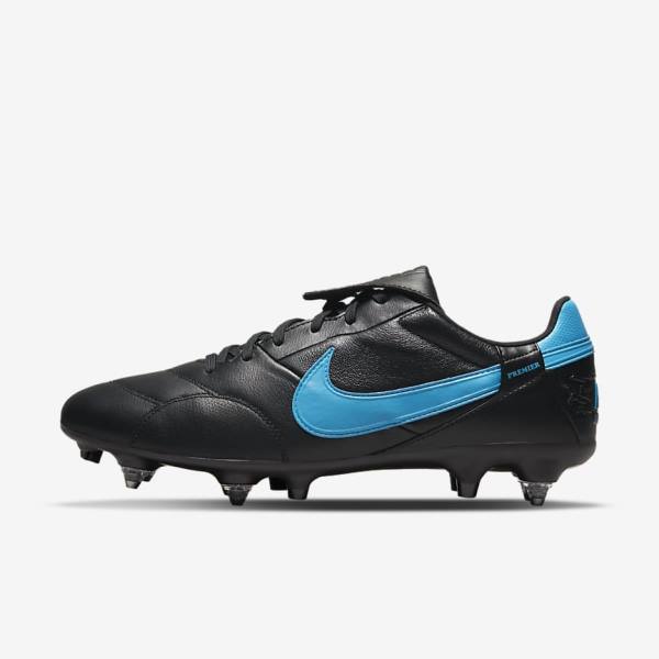 Nike The Premier 3 SG-PRO Anti-Clog Traction Soft-Ground Muške Tenisice Za Nogomet Crne Plave | NK702PYI