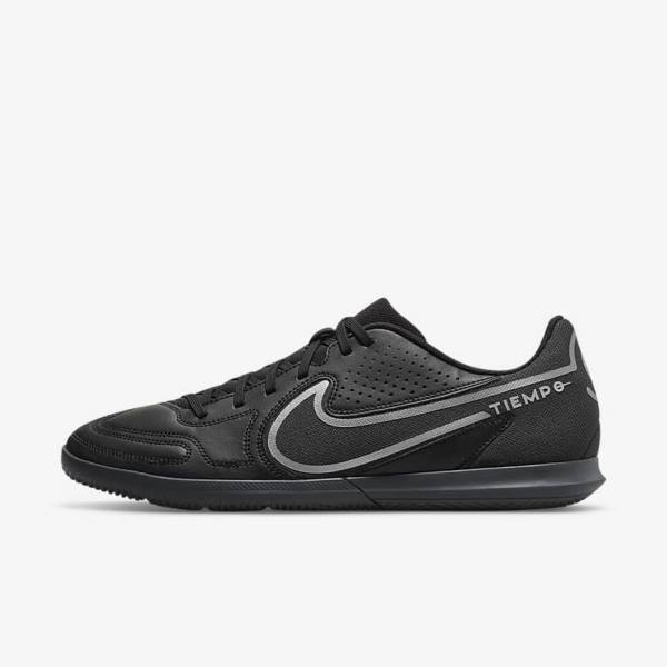 Nike Tiempo Legend 9 Club IC Indoor-Court Muške Tenisice Za Nogomet Crne Tamno Sive | NK015GKL