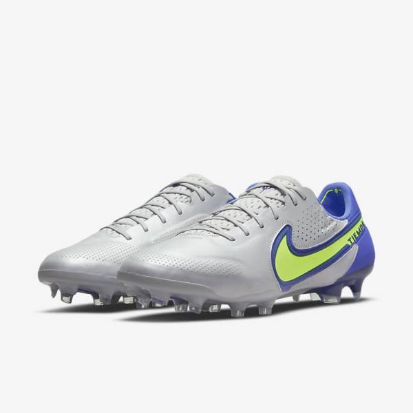 Nike Tiempo Legend 9 Elite FG Firm-Ground Ženske Tenisice Za Nogomet Sive Plave | NK103TLF