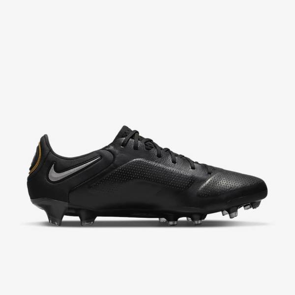 Nike Tiempo Legend 9 Elite FG Firm-Ground Ženske Tenisice Za Nogomet Crne Tamno Sive Metalne Zlatne Metalne Tamno Sive | NK209IFN