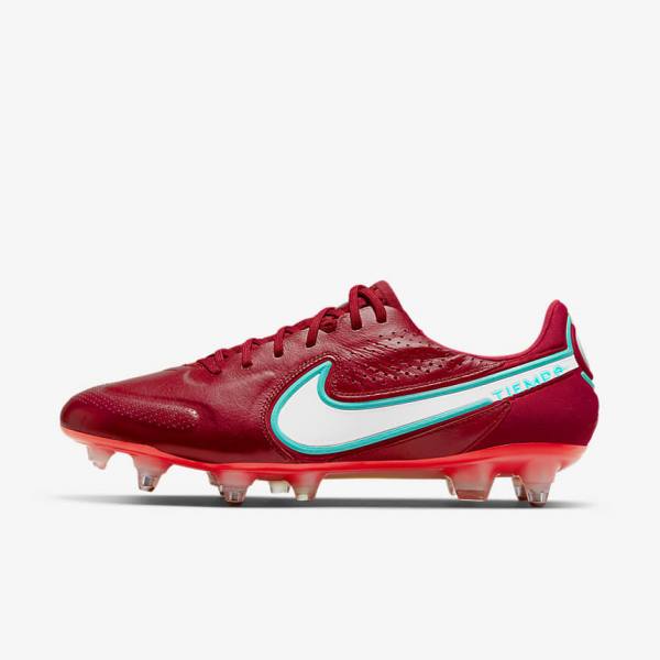 Nike Tiempo Legend 9 Elite SG-Pro AC Soft-Ground Ženske Tenisice Za Nogomet Crvene Svijetlo Crvene Bijele | NK106ZSX