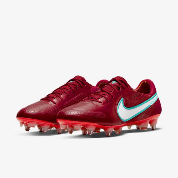 Nike Tiempo Legend 9 Elite SG-Pro AC Soft-Ground Muške Tenisice Za Nogomet Crvene Svijetlo Crvene Bijele | NK723FVH