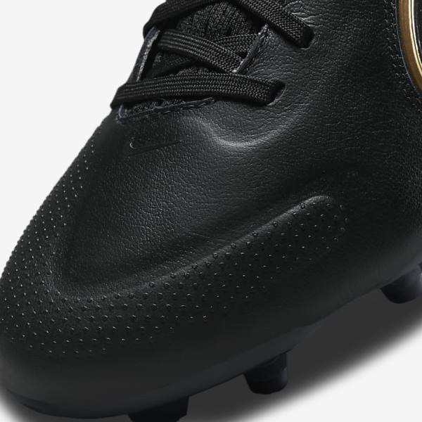 Nike Tiempo Legend 9 Pro FG Firm-Ground Ženske Tenisice Za Nogomet Crne Tamno Sive Metalne Zlatne Metalne Tamno Sive | NK076XER