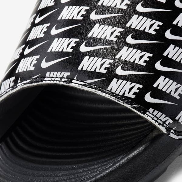 Nike Victori One Printed Muške Natikače Crne Bijele | NK206SHI