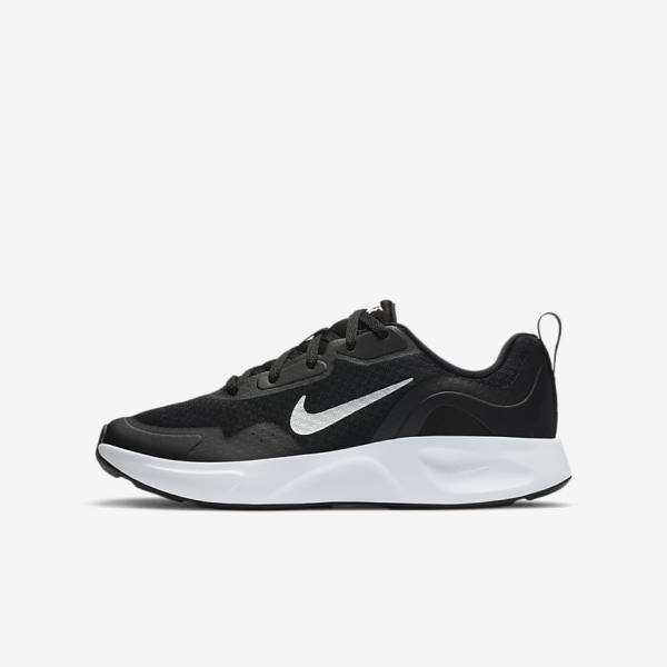 Nike WearAllDay Older Dječje Tenisice Crne Bijele | NK479SCO