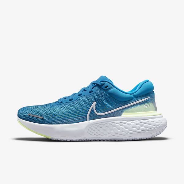 Nike ZoomX Invincible Run Flyknit Road Muške Tenisice Za Trčanje Plave Svijetlo Zelene Sive Bijele | NK132SHV