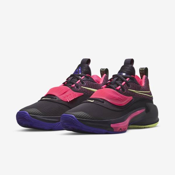 Nike Zoom Freak 3 Muške Tenisice za košarku Ljubičaste Roze Ljubičaste Svijetlo Limun | NK679EZU