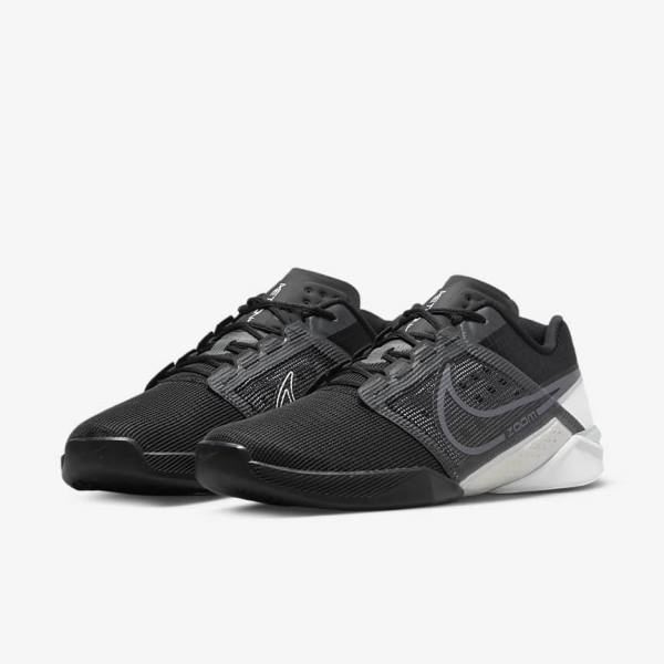 Nike Zoom Metcon Turbo 2 Muške Tenisice Za Trening Crne Bijele Tamno Sive Metalne Sive | NK896TBY