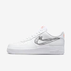 Nike Air Force 1 07 Muške Tenisice Bijele Narančaste Platine Crne | NK493IMW