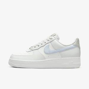 Nike Air Force 1 07 Ženske Tenisice Bijele Metalne Srebrne Svijetlo Plave | NK369JIU