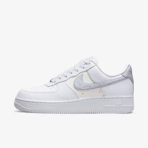 Nike Air Force 1 07 Ženske Tenisice Bijele Metalne Srebrne Platine | NK563PQI