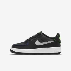 Nike Air Force 1-1 Older Dječje Tenisice Crne Metalne Srebrne | NK983EQT